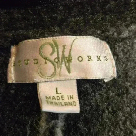 Studio Works Womens Cardigan Jacket Large Black Gray - Picture 7 of 9